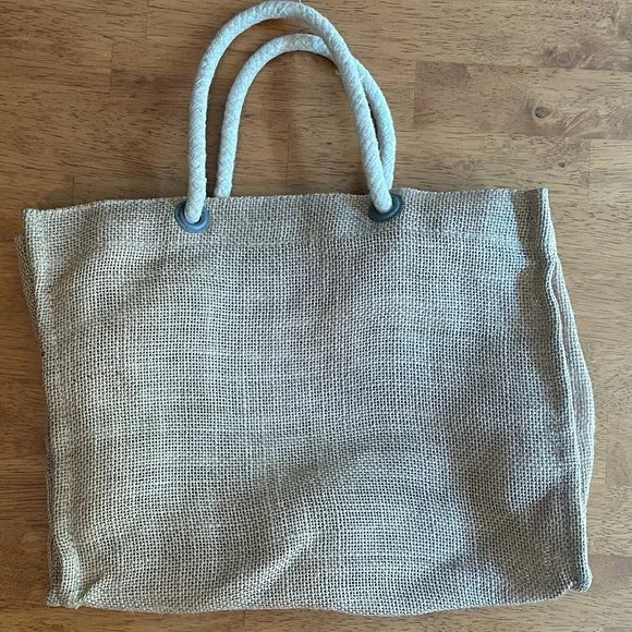 Vintage J. Crew mini burlap tote bag - Picture 2 of 4